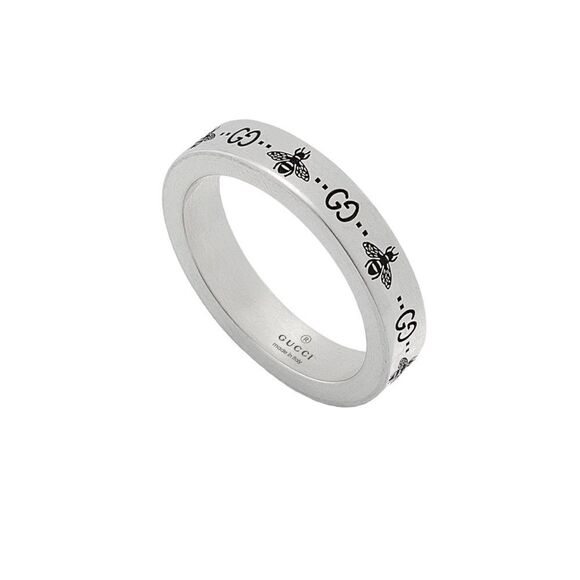 AUTHENTIC GG AND BEE ENGRAVED THIN RING - Picture 1 of 4